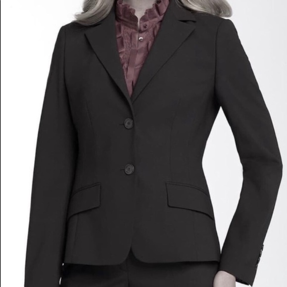 Hugo Boss Janna3 Virgin Wool Suit Jacket Blazer Off Black Graphite Size 8 - Picture 2 of 13